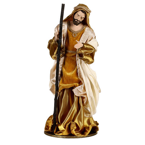 Holy Family 36 cm resin and beige and gold cloth 4