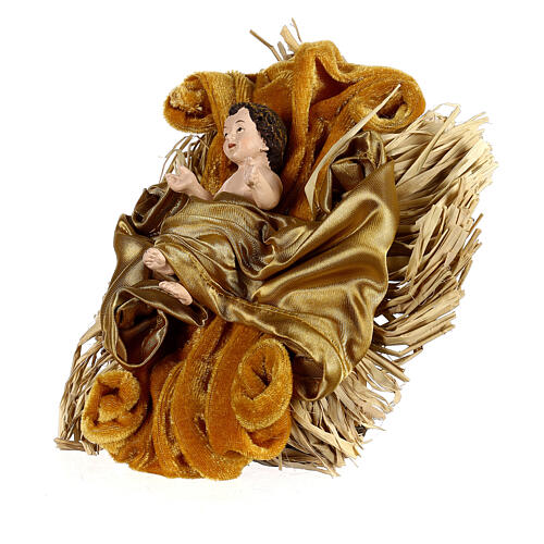 Holy Family 36 cm resin and beige and gold cloth 5