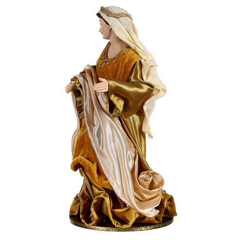 Holy Family 36 cm resin and beige and gold cloth 6