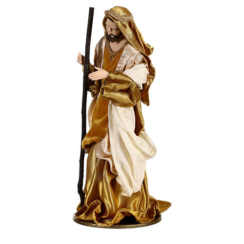 Holy Family 36 cm resin and beige and gold cloth 7