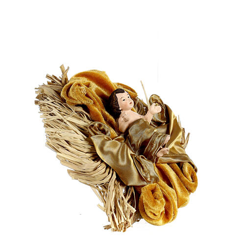 Holy Family 36 cm resin and beige and gold cloth 8