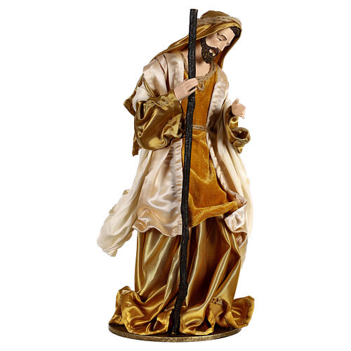 Holy Family 36 cm resin and beige and gold cloth 10