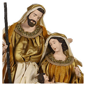 Holy Family 47 cm on base resin and beige and gold cloth