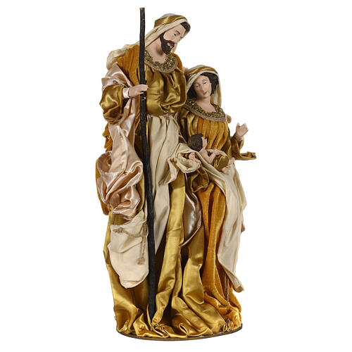 Holy Family 47 cm on base resin and beige and gold cloth 4