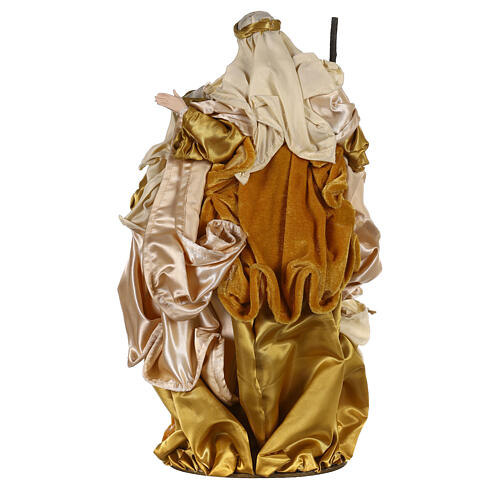 Holy Family 47 cm on base resin and beige and gold cloth 5