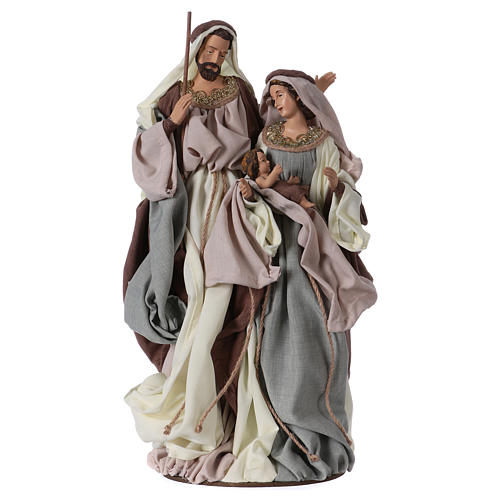 Holy Family 47 cm on base resin and green and beige cloth 1