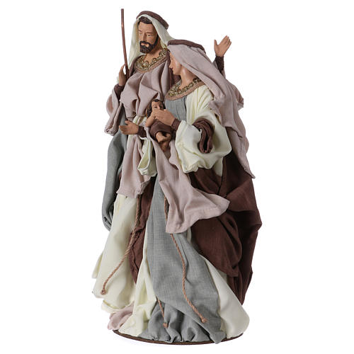 Holy Family 47 cm on base resin and green and beige cloth 2