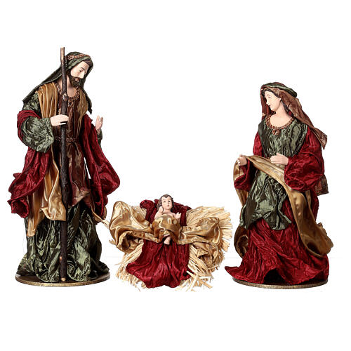Holy Family 36 cm 3 pieces brown and burgundy cloth 1