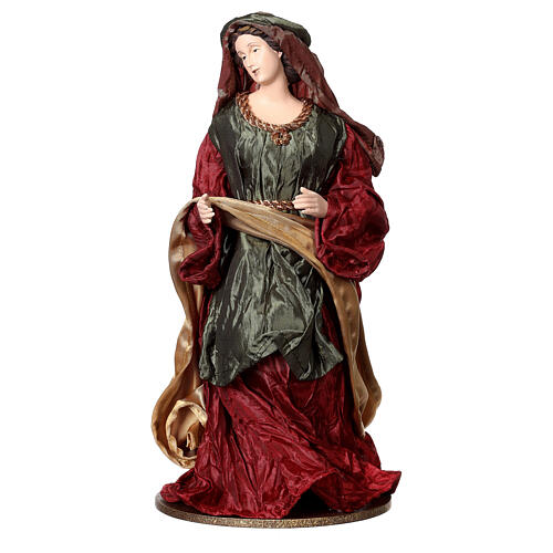 Holy Family 36 cm 3 pieces brown and burgundy cloth 3