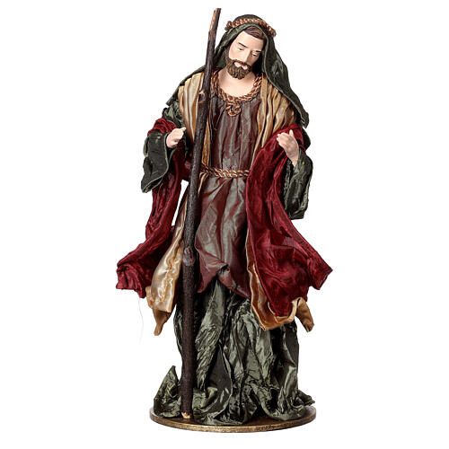 Holy Family 36 cm 3 pieces brown and burgundy cloth 6