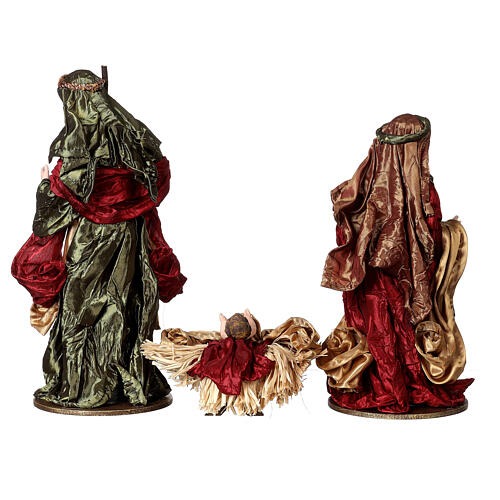 Holy Family 36 cm 3 pieces brown and burgundy cloth 9