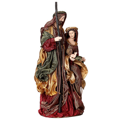 Holy Family on base 47 cm brown and burgundy cloth 3