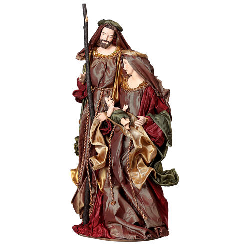 Holy Family on base 47 cm brown and burgundy cloth 4