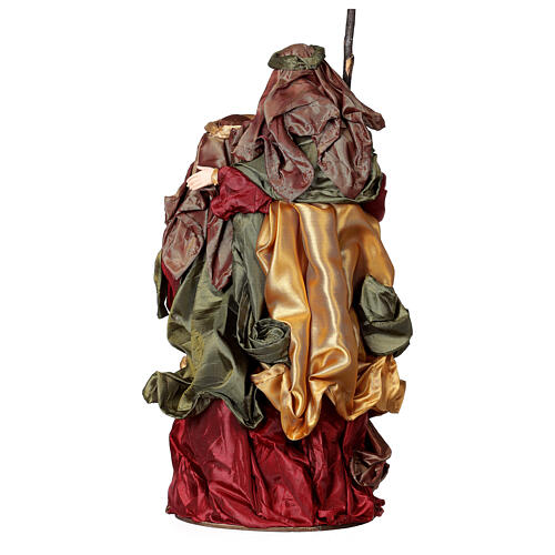 Holy Family on base 47 cm brown and burgundy cloth 5