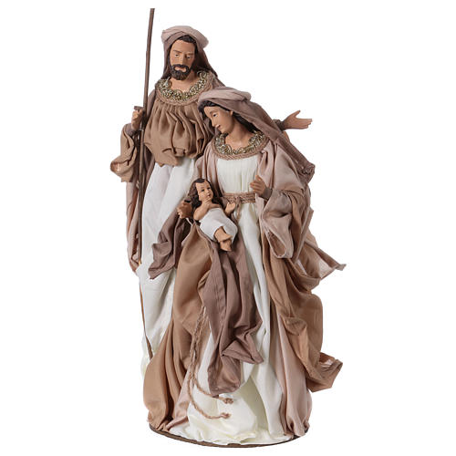 Holy Family on base 47 cm beige and brown cloth 2