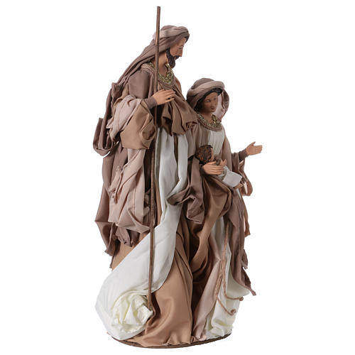 Holy Family on base 47 cm beige and brown cloth 3