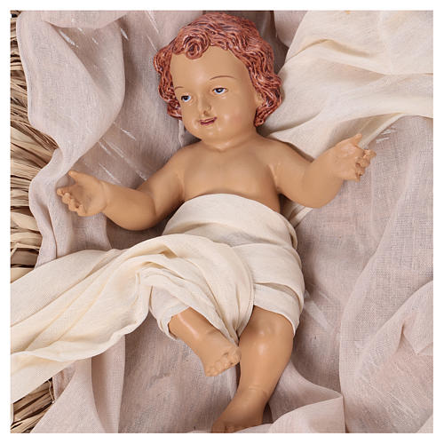 Nativity Scene 107 cm in Resin and cream color cloth 3