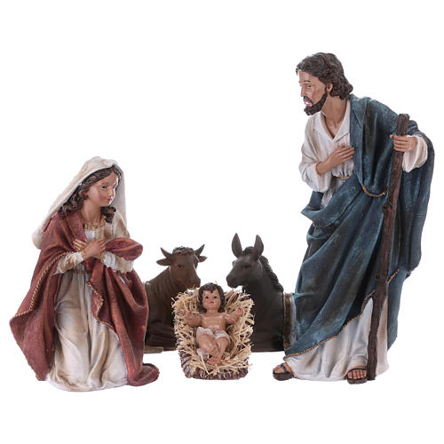 Natividade resina Sagrada Família, Boi e Burro 44 cm 1