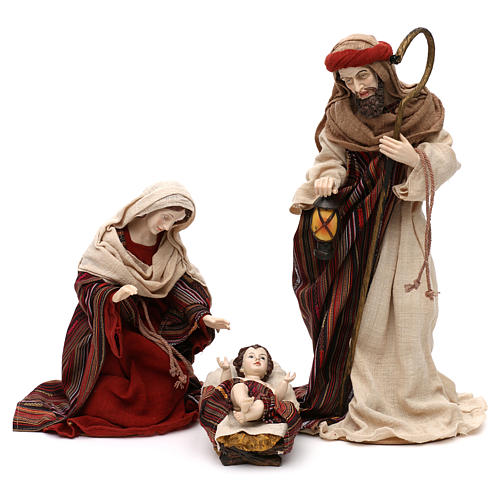 Holy Family oriental style, precious clothing in colored resin 42 cm 1