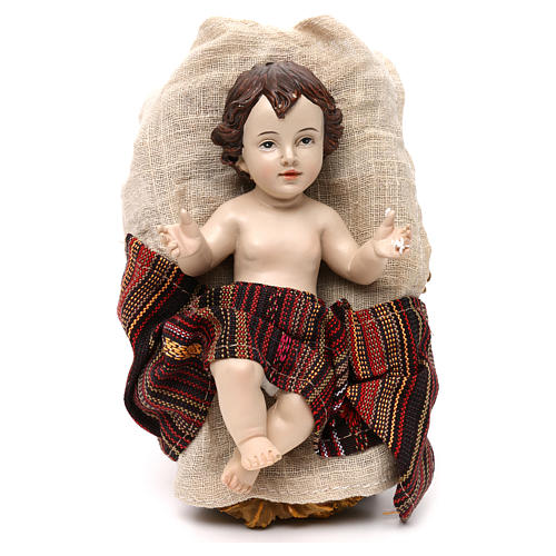 Holy Family oriental style, precious clothing in colored resin 42 cm 2