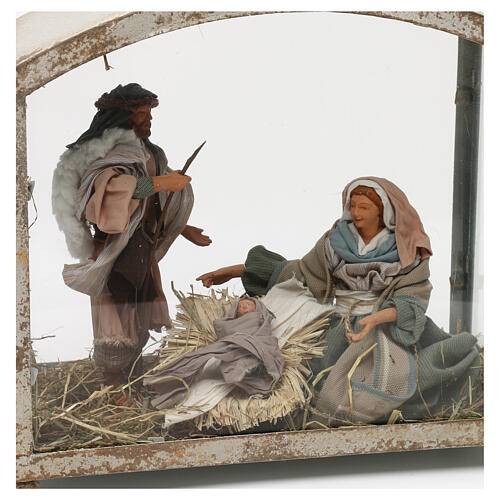Holy Family in lantern 18 cm, Shabby chic style 40x30x15 cm 2
