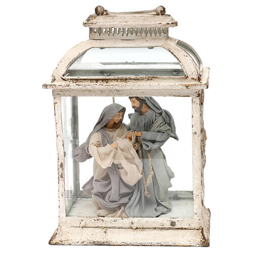 Holy Family in lantern 20 cm, Shabby chic style 45x25x15 cm 1