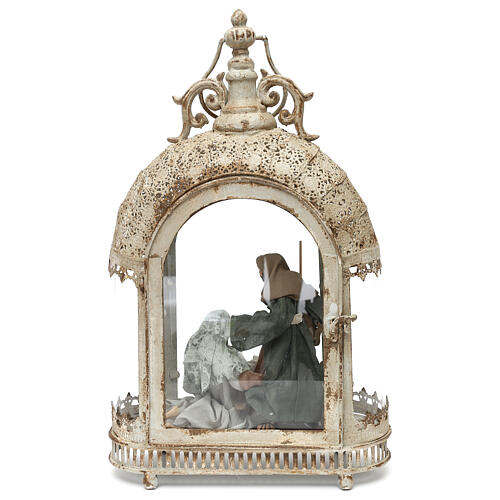 Holy Family 20 cm in oval lantern 50x30x15 cm Shabby Chic style 7