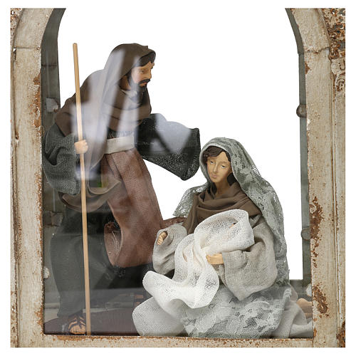 Escena de la Natividad 20 cm en linterna ovalada 50x30x15 2