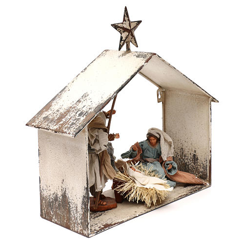 Scène de la Nativité 20 cm shabby chic dans lanterne 40x30x15 cm 5