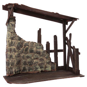 Cabana em madeira 60x70x30 cm para presépio com figuras de 50 cm de altura média