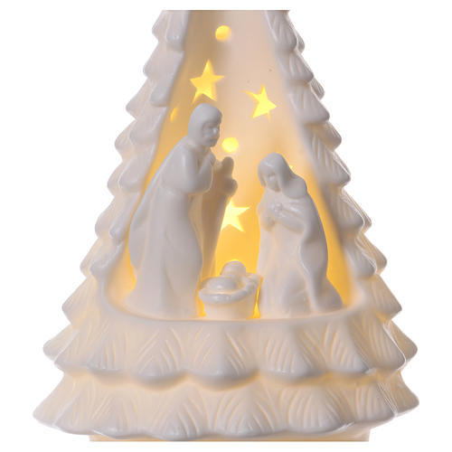 Sapin blanc avec Nativité et éclairage 23 cm 2
