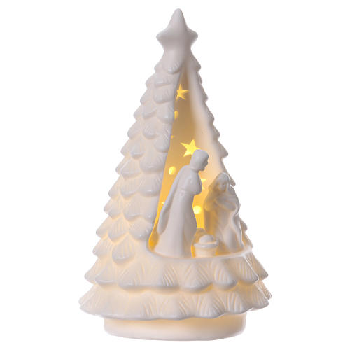 Sapin blanc avec Nativité et éclairage 23 cm 4