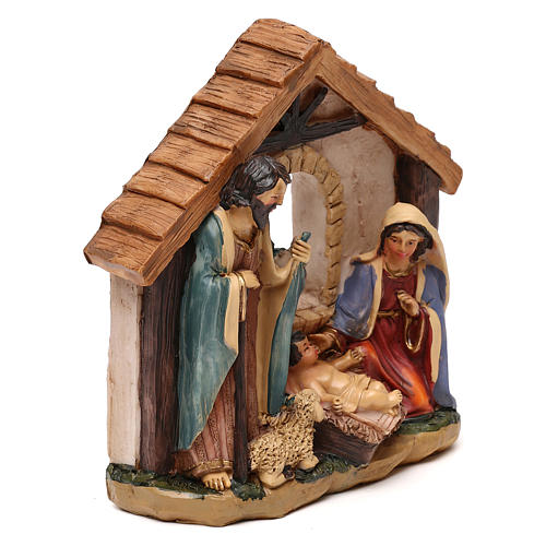 Holy Family with hut in resin for Nativity scenes of 11 cm 3