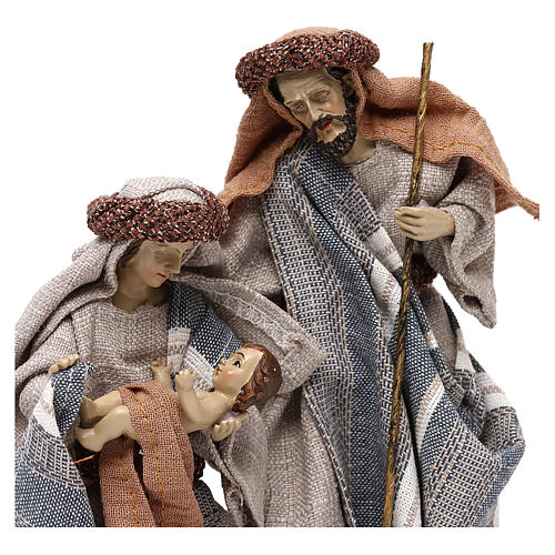 Natività abiti in stoffa blu e beige 21 cm 2
