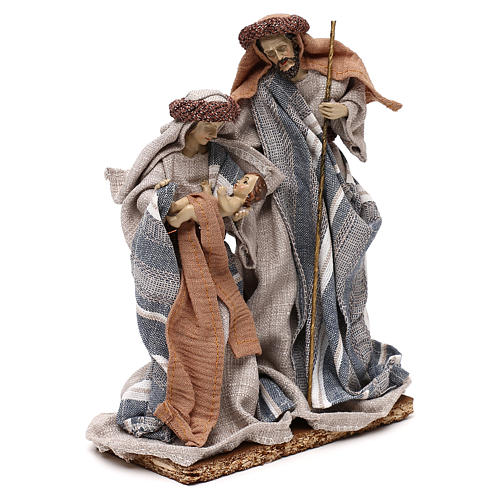 Natività abiti in stoffa blu e beige 21 cm 4
