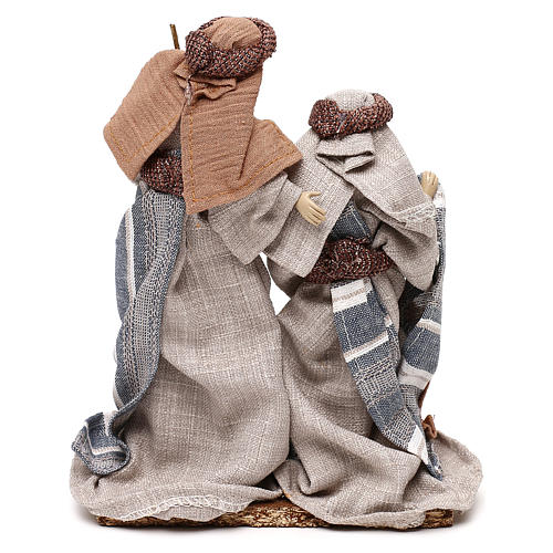 Natività abiti in stoffa blu e beige 21 cm 5