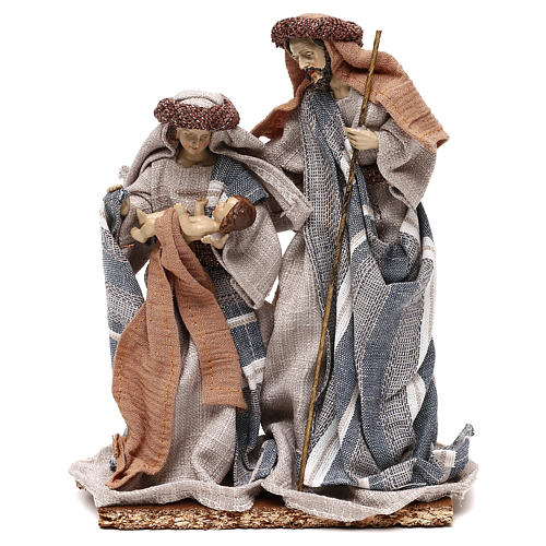 Natividade roupas em tecido azul escuro e bege para presépio com figuras de 21 cm de altura média 1