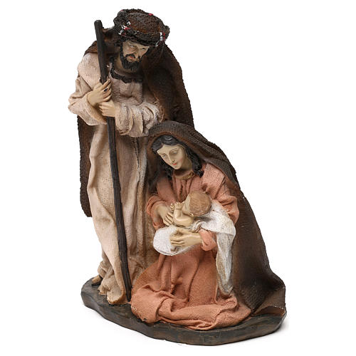 Natividad de resina vestidos melocotón y champán 19 cm 2