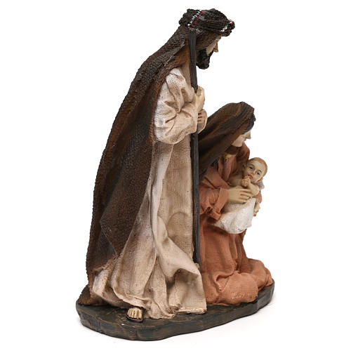 Holy Family set in resin, peach and champagne cloth 19 cm 3