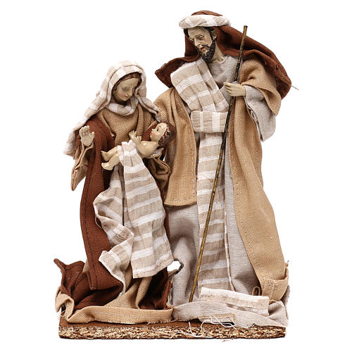 Natividade estilo árabe com roupas em tecido bege para presépio com figuras de 22 cm de altura média 1