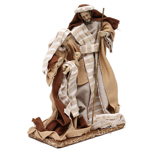 Natividade estilo árabe com roupas em tecido bege para presépio com figuras de 22 cm de altura média 4