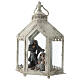 Holy Family Shabby style 20 cm in white lantern 45x35x15 cm s3