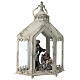 Holy Family in white lantern 20 cm, Shabby style 45x35x15 cm s4
