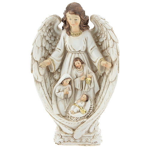 Nativity scene between the wings of the angel 23 cm resin 1