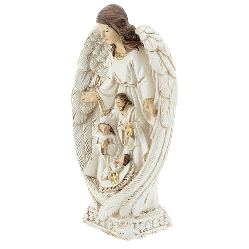 Nativity scene between the wings of the angel 23 cm resin 3