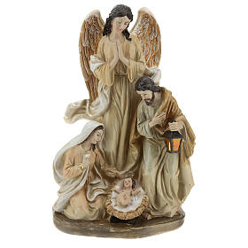 Heilige Familie mit Engel 23cm Harz
