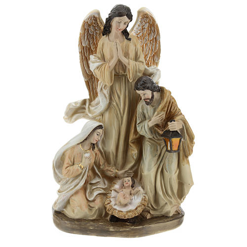 Heilige Familie mit Engel 23cm Harz 1