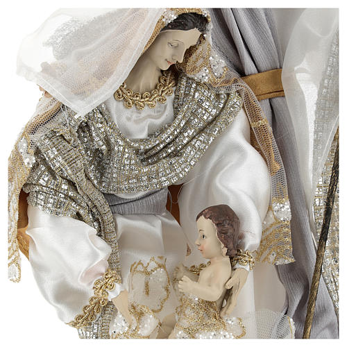 Holy Family 30 cm in resin and fabric with White finish 2
