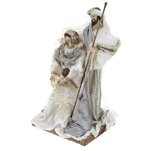Holy Family 30 cm in resin and fabric with White finish 3