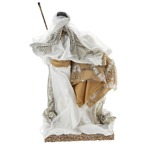 Holy Family 30 cm in resin and fabric with White finish 5
